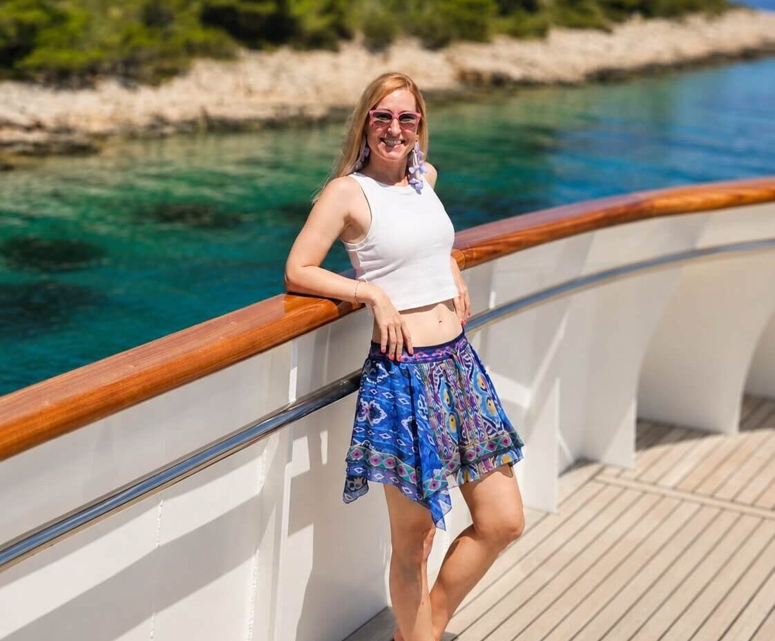 Mar Pages, Co-Founder of Solo Female Travelers, on a sailing trip