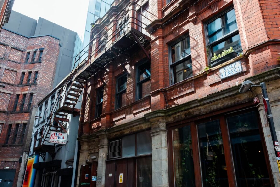 Exterior of This & That Café on Soap Street in Manchester.